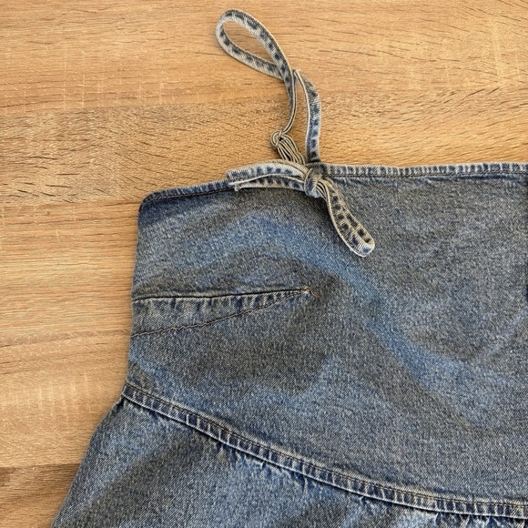 Wild Fable Denim Cami Top XXL Blue Babydoll Peplum Tie Strap Tank NWT - Picture 5 of 7